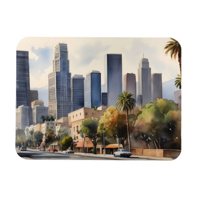 Íman Arte aquarela de Los Angeles (Horizontal)