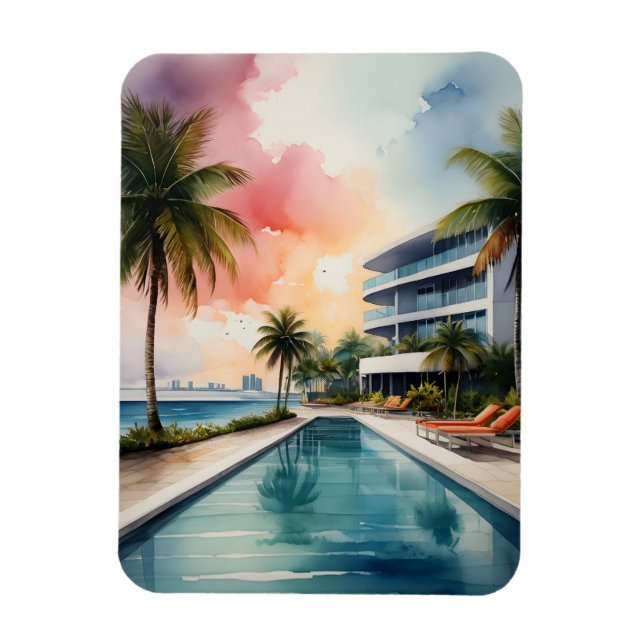 Íman Arte aquarela de Miami (Vertical)