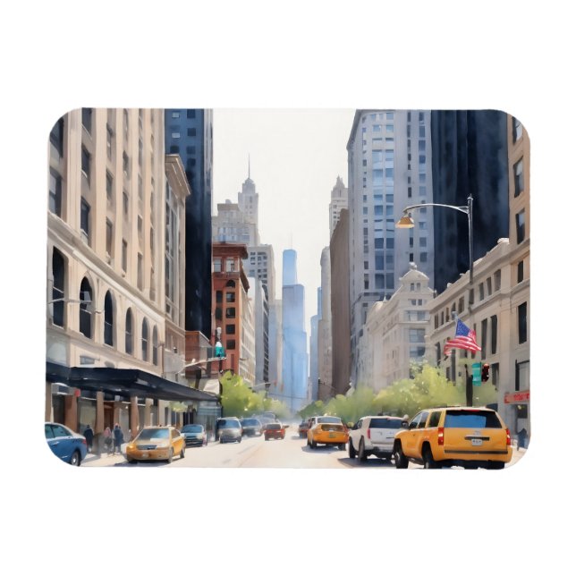 Íman Arte aquosa de Chicago (Horizontal)
