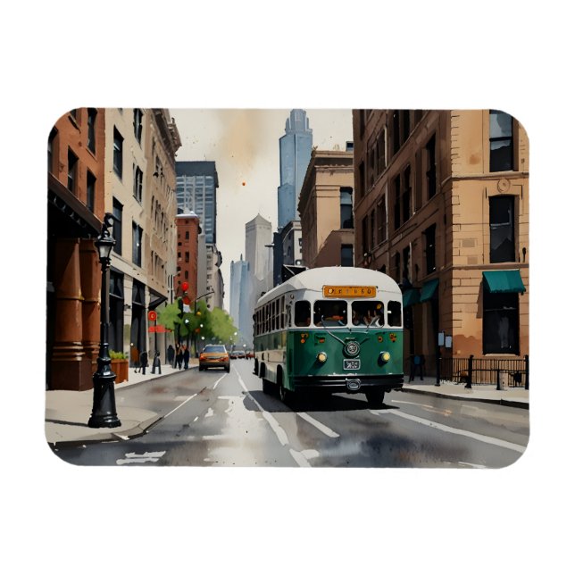 Íman Arte aquosa de Chicago (Horizontal)