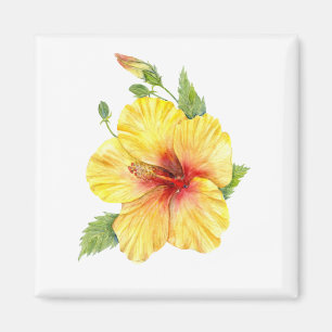 Íman Arte Botânica de Hibiscus Amarelo