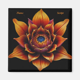 Íman Arte Botânica de Planta Flor Laranja Vibrante