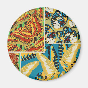 Íman Arte Butterfly Art Deco em Amarelo Vibrante e Azul