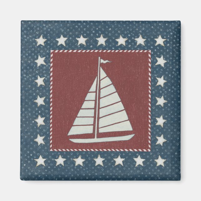 Íman Arte Costeira | veleiro em vermelho (Frente)