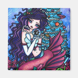 Íman Arte da árvore da sereia da neve do Natal por