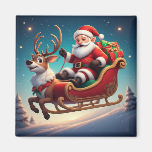 Íman Arte da Carruagem de Natal do Papai Noel e das Ren