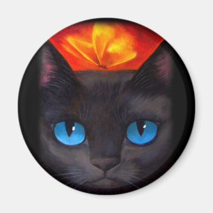 Íman Arte da pintura da borboleta do gato preto - multi