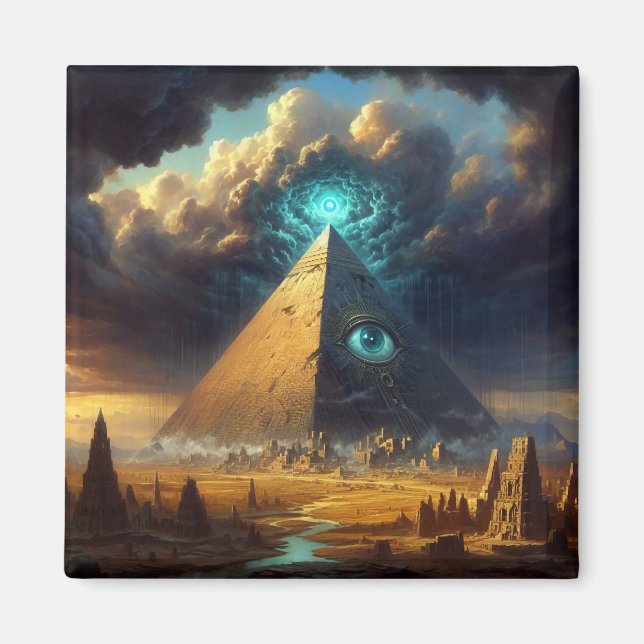 Íman Arte da Pirâmide Azul Mística (Frente)