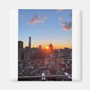 Íman Arte da Vista do Rooftop do Pôr do Sol da Cidade d
