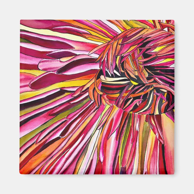 Íman Arte de aquarela de crisântemo flor (Frente)