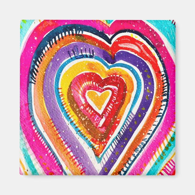Íman Arte de aquarela do Heart Boho (Frente)