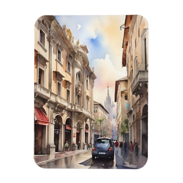 Íman Arte de aquarela Milão (Vertical)