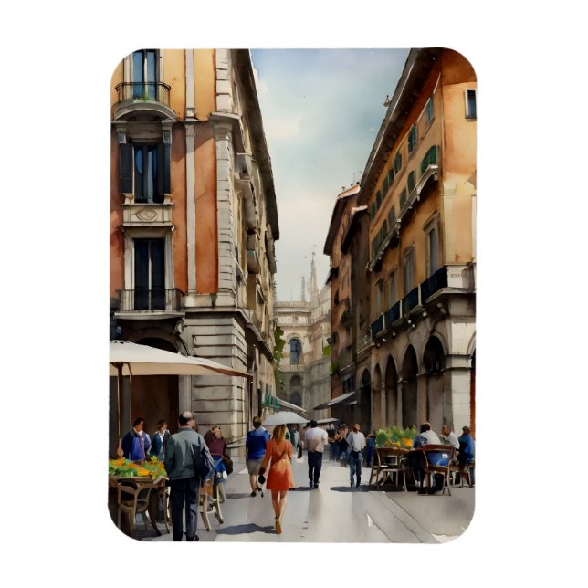 Íman Arte de aquarela Milão (Vertical)