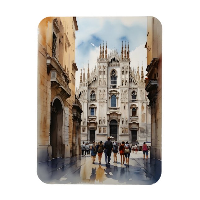 Íman Arte de aquarela Milão (Vertical)