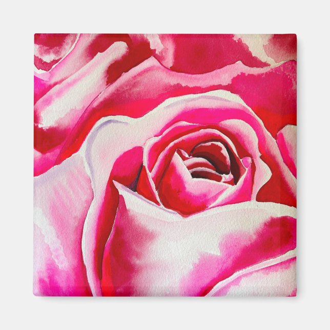 Íman Arte de aquarela rosa-rosas (Frente)