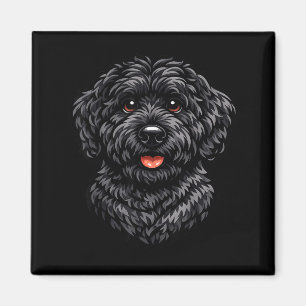 Íman arte de cachorro labradoodle preto fofo para