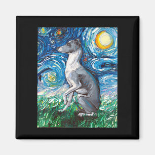 Íman Arte De Cão De Whippet, Starry Night, Italiano