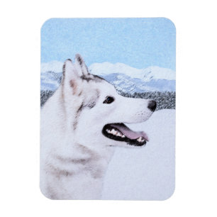 Íman Arte de Cão Siberiana (Prata e Branca)
