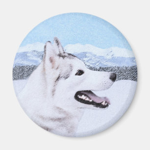 Íman Arte de Cão Siberiana (Prata e Branca)
