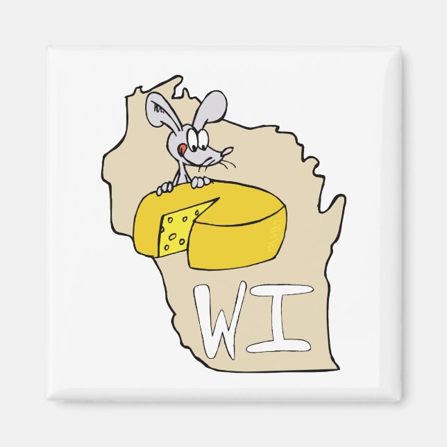Íman Arte de Cartografia de Mouse WI em Wisconsin e Que (Frente)
