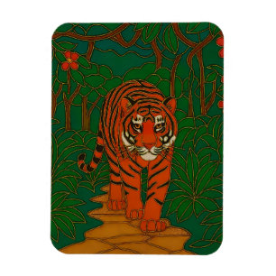 Íman Arte de Cloisonne: Tigre no Caminho da Selva
