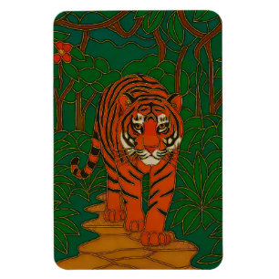 Íman Arte de Cloisonne Tigre no Caminho da Selva