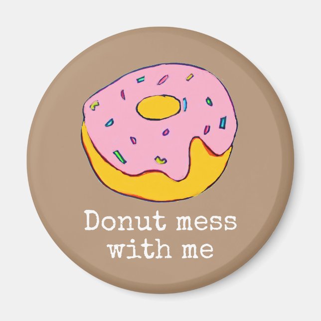 Íman Arte de comida bonita, cor-de-rosa, (Frente)