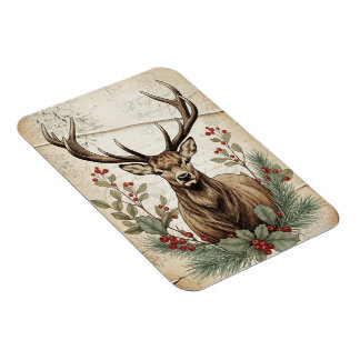 Íman Arte de Decoupage de Veado de Natal Vintage