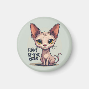 Íman Arte de desenho animado de pai de gato Sphynx engr