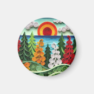 Íman Arte De Enfileiramento De Papel Vibrante Exibindo