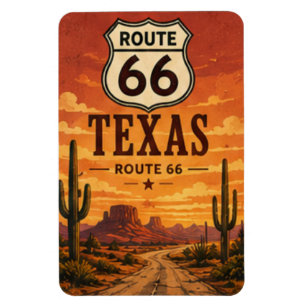 Íman Arte de Estrada do Pôr do Sol de Cactus da Rota 66