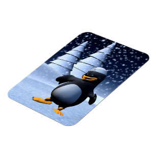 Íman Arte de Férias de Inverno Adorável de Pinguim Mari