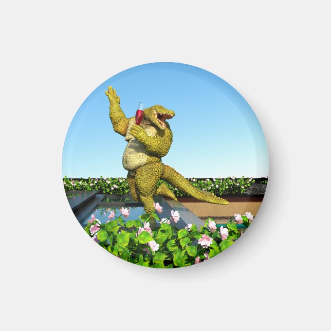 Íman Arte de festa de champanhe de crocodilo engraçado  (Frente)
