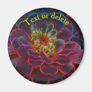Íman Arte de Flor Abstrata Personalizada Zinnia