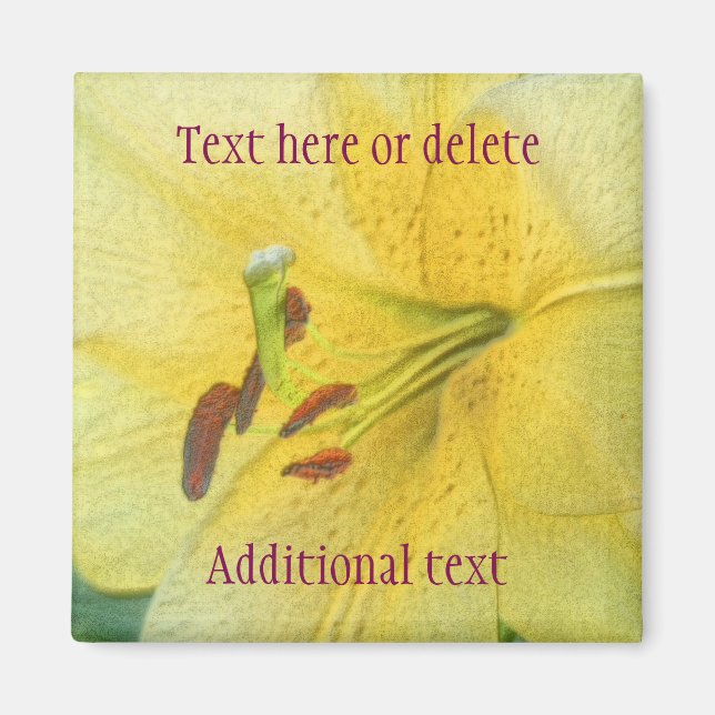 Íman Arte de Flor de Lírio Amarela Personalizada (Frente)