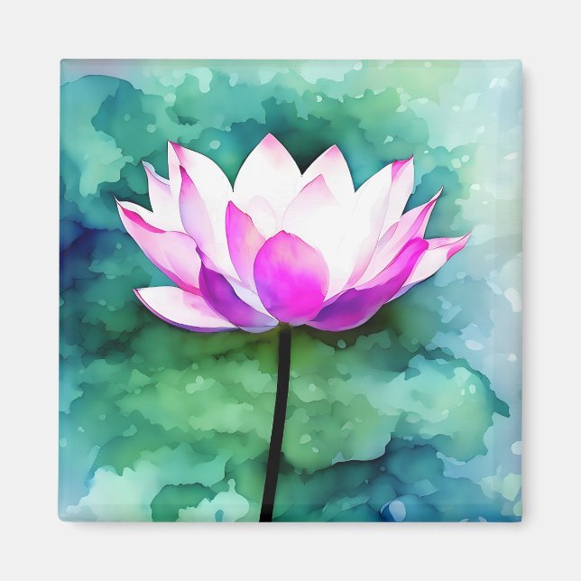 Íman Arte de flores de lótus rosa (Frente)