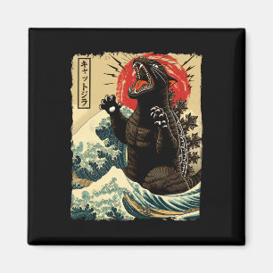 Íman Arte de Gato Catzilla Gato Engraçado Japonês Para 