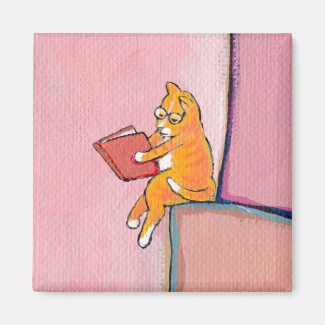 Íman Arte de gato lendo diversão - Marmalade Prefere So (Frente)