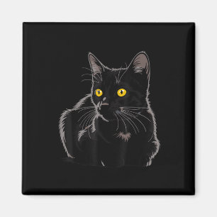 Íman Arte de Gato Preto Gráfico Com Olhos Amarelos Lega