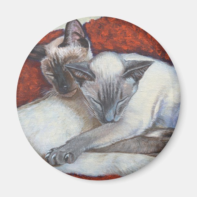 Íman Arte de Gatos Siameses Dormindo (Frente)