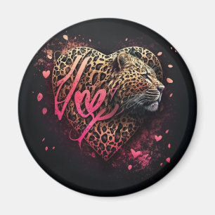 Íman Arte de Grafite de Amor Coração de Leopardo