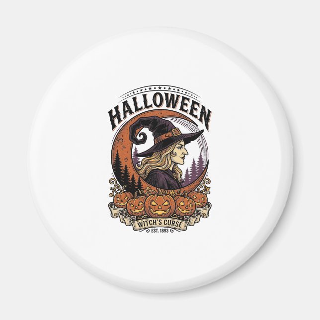 Íman Arte de Gravura de Lua de Abóbora de Halloween de  (Frente)