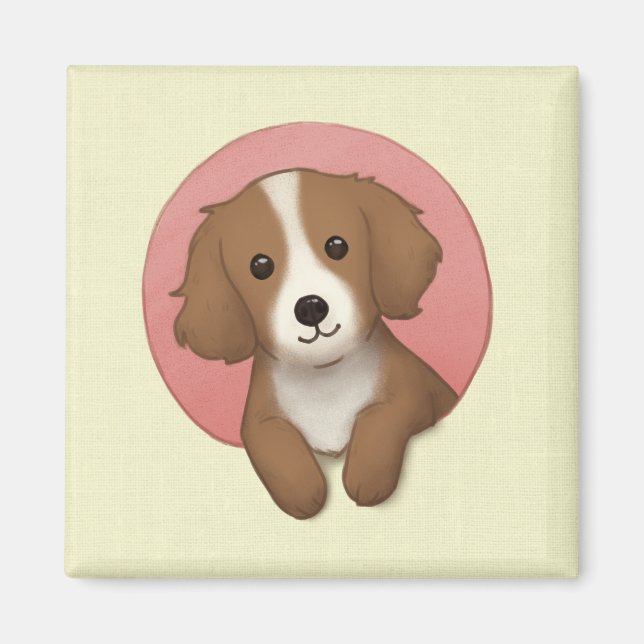 Íman Arte de Ilustração de Cachorro Bonito (Frente)