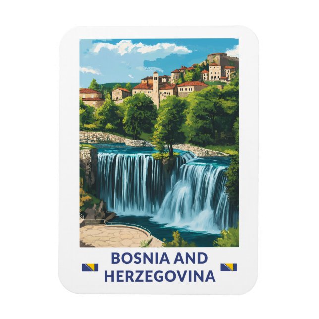 Íman Arte de Ilustração Jajce da Bósnia e Herzegovina (Vertical)