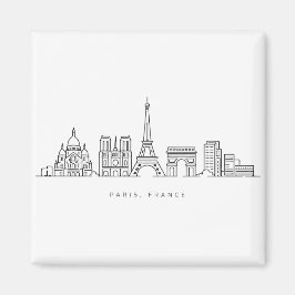 Íman Arte de Linha da Silhueta Minimalista de Paris Fra