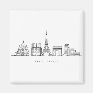 Íman Arte de Linha da Silhueta Minimalista de Paris Fra