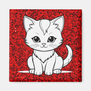 Íman Arte de Linha de Gatinho de Gato Estilizado-52315