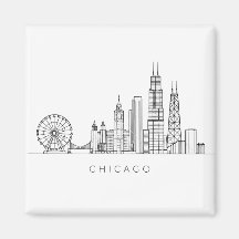 Arte de Linha Minimalista da Silhueta de Chicago