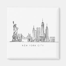 Íman Arte de Linha Minimalista do Horizonte de Nova Yor