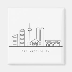 Íman Arte de Linha Minimalista do Horizonte de San Anto